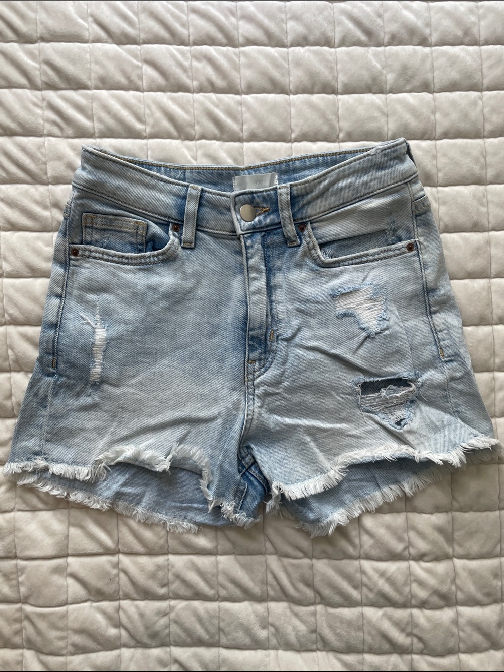 H&M Light Blue Distressed Denim Shorts